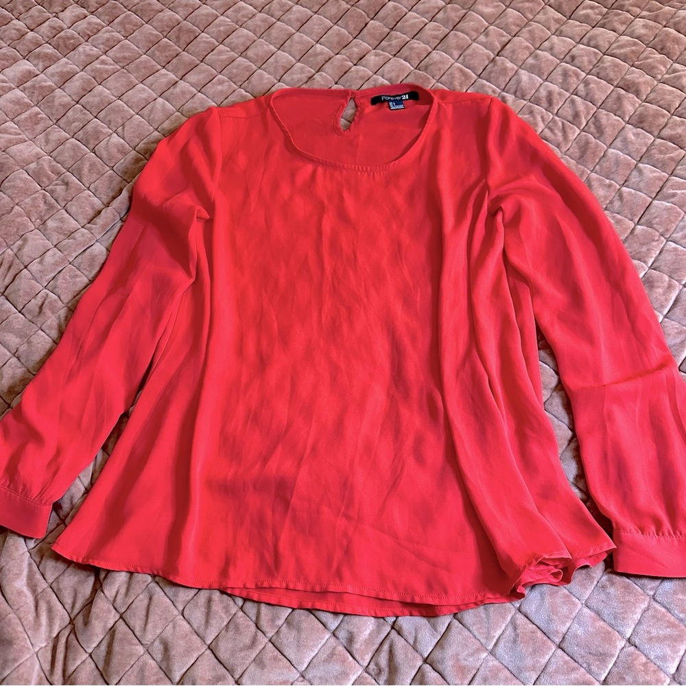 Forever 21 red long sleeve blouse